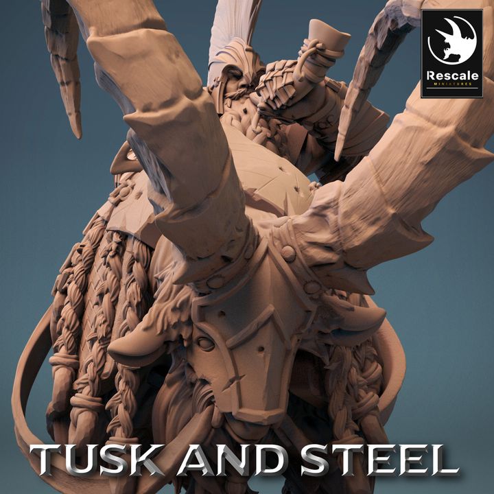 Dwarf Warrior Goat Mount | Large | Rescale Miniatures | D&D DnD Pathfinder Miniature