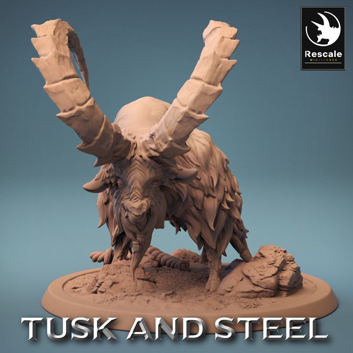 Dwarf Warrior Goat Mount | Large | Rescale Miniatures | D&D DnD Pathfinder Miniature