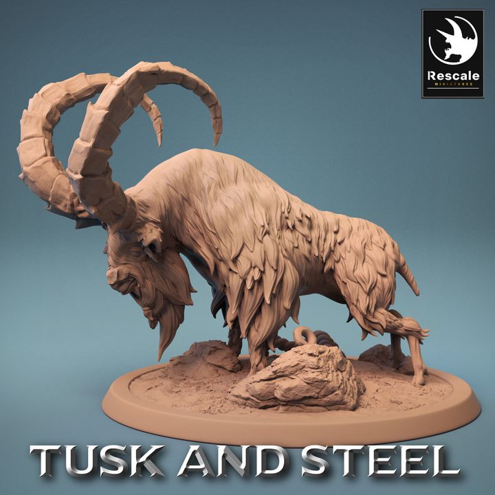 Dwarf Warrior Goat Mount | Large | Rescale Miniatures | D&D DnD Pathfinder Miniature