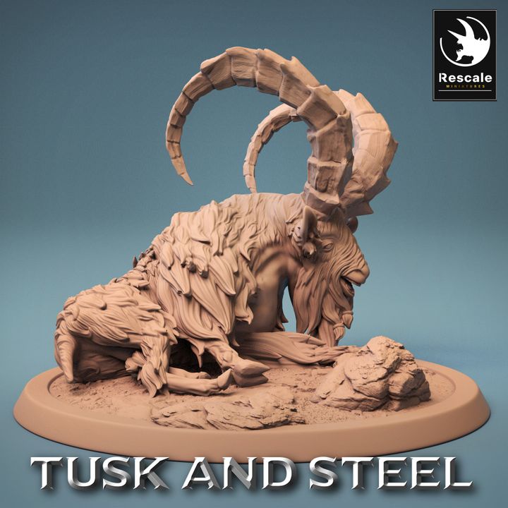 Dwarf Goat Mount Beasts Sleep | Medium | Rescale Miniatures | D&D DnD Pathfinder Miniature