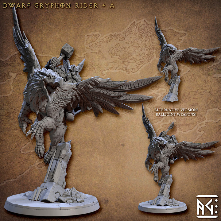 Dwarf Gryphon Rider Beasts Fighter | Large | Artisan Guild | D&D DnD Pathfinder Miniature