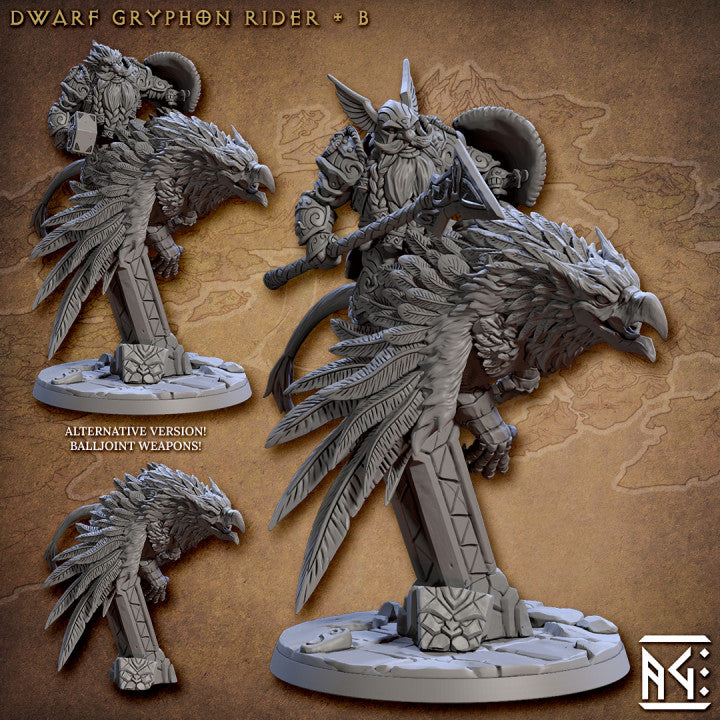 Dwarf Gryphon Rider Beasts Fighter | Large | Artisan Guild | D&D DnD Pathfinder Miniature