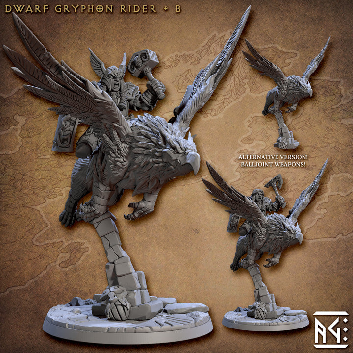 Dwarf Gryphon Rider Beasts Fighter | Large | Artisan Guild | D&D DnD Pathfinder Miniature