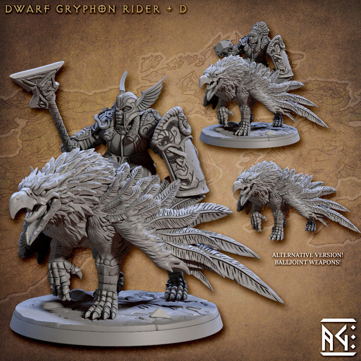 Dwarf Gryphon Rider Beasts Fighter | Large | Artisan Guild | D&D DnD Pathfinder Miniature