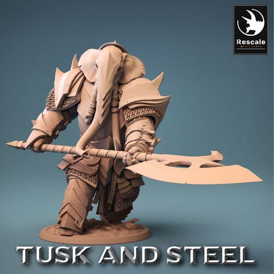 Loxodon Warrior Great Axe Fighter | Large | Rescale Miniatures | D&D DnD Pathfinder Miniature