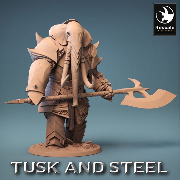 Collection Loxodon Warrior Paladin Fighter | Large | Rescale Miniatures | D&D DnD Pathfinder Miniature