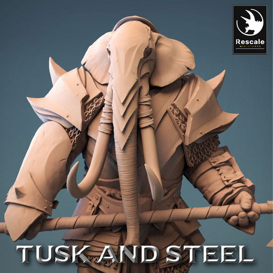 Loxodon Warrior Greataxe Armor Humanoid | Large | Rescale Miniatures | D&D DnD Pathfinder Miniature