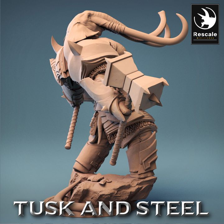 Loxodon Warrior Leader Miniature | Large | Rescale Miniatures | D&D DnD Pathfinder Miniature