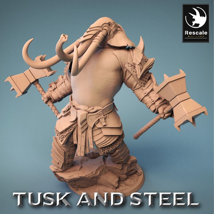 Loxodon Warrior Leader Miniature | Large | Rescale Miniatures | D&D DnD Pathfinder Miniature