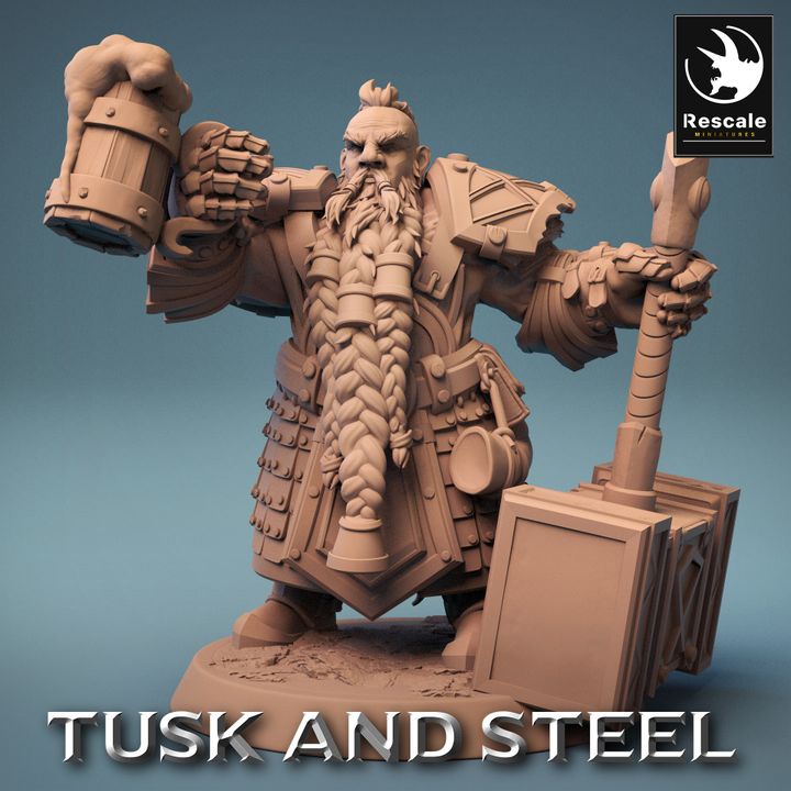 Collection Dwarf Warrior Hammer Guard | Medium | Rescale Miniatures | D&D DnD Pathfinder Miniature