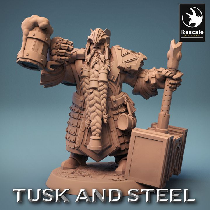 Collection Dwarf Warrior Hammer Guard | Medium | Rescale Miniatures | D&D DnD Pathfinder Miniature