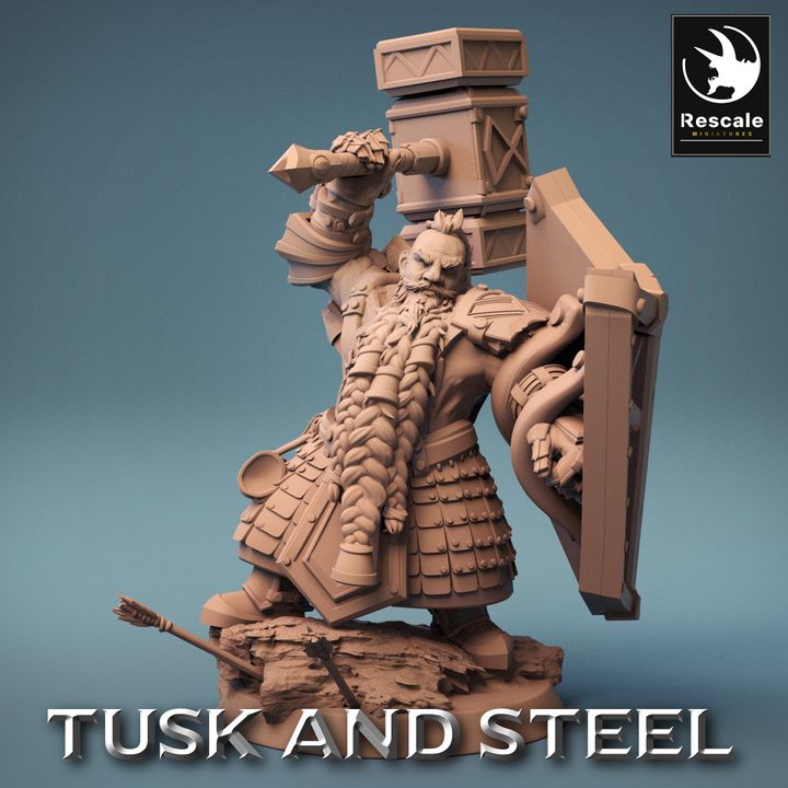 Collection Dwarf Warrior Hammer Guard | Medium | Rescale Miniatures | D&D DnD Pathfinder Miniature
