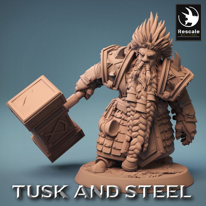 Collection Dwarf Warrior Hammer Guard | Medium | Rescale Miniatures | D&D DnD Pathfinder Miniature