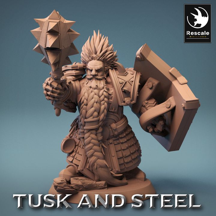 Collection Dwarf Fighter Soldier Mace | Medium | Rescale Miniatures | D&D DnD Pathfinder Miniature