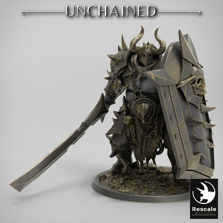 Heavy Armored Warrior Fighter Axe | Large | Rescale Miniatures | D&D DnD Pathfinder Miniature