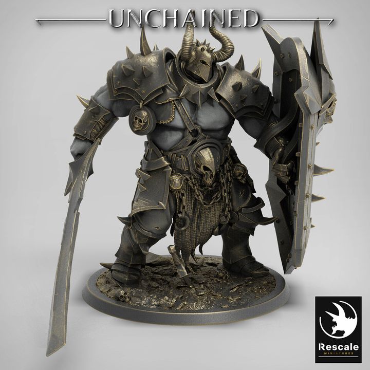 Heavy Armored Warrior Fighter Axe | Large | Rescale Miniatures | D&D DnD Pathfinder Miniature