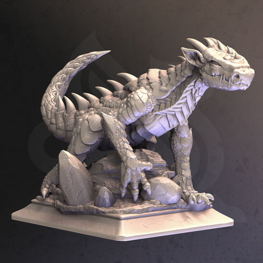 Silver Tailed Drake Guard Dragon | Large | DM Stash | D&D DnD Pathfinder Miniature