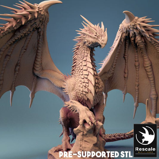 Ancient Red Dragon Gargantuan | Rescale Miniatures | D&D DnD Pathfinder Miniature