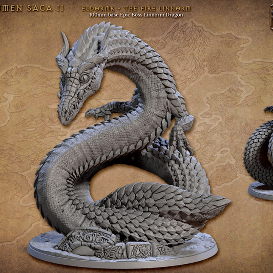 Eldormr - Fire Pose (100mm Base)