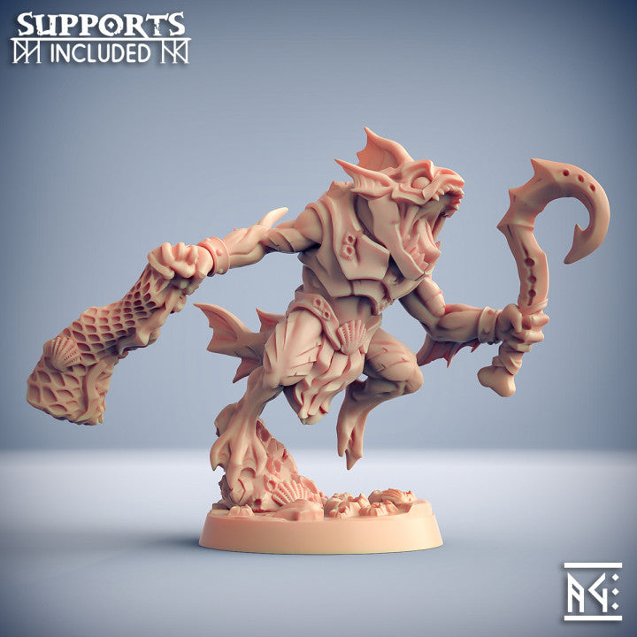 Low-Tide Jurakin Humanoid Warrior | Medium | Artisan Guild | D&D DnD Pathfinder Miniature
