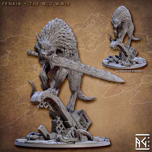 Fenrir - The Old Wolf (Crouched) (100mm Base)