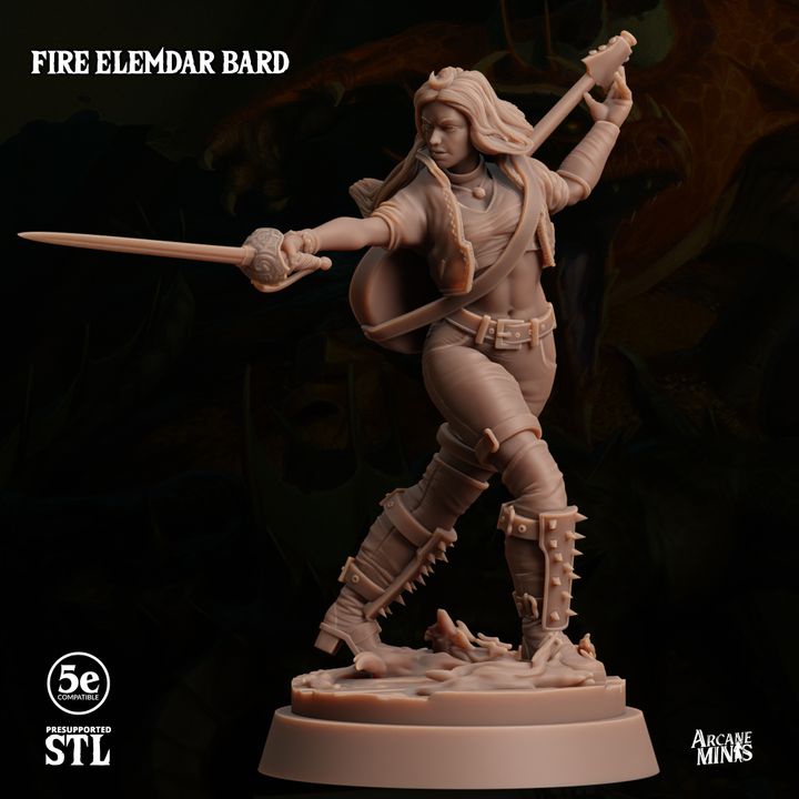Fire Elemdar Bard - Casting (25mm Base)