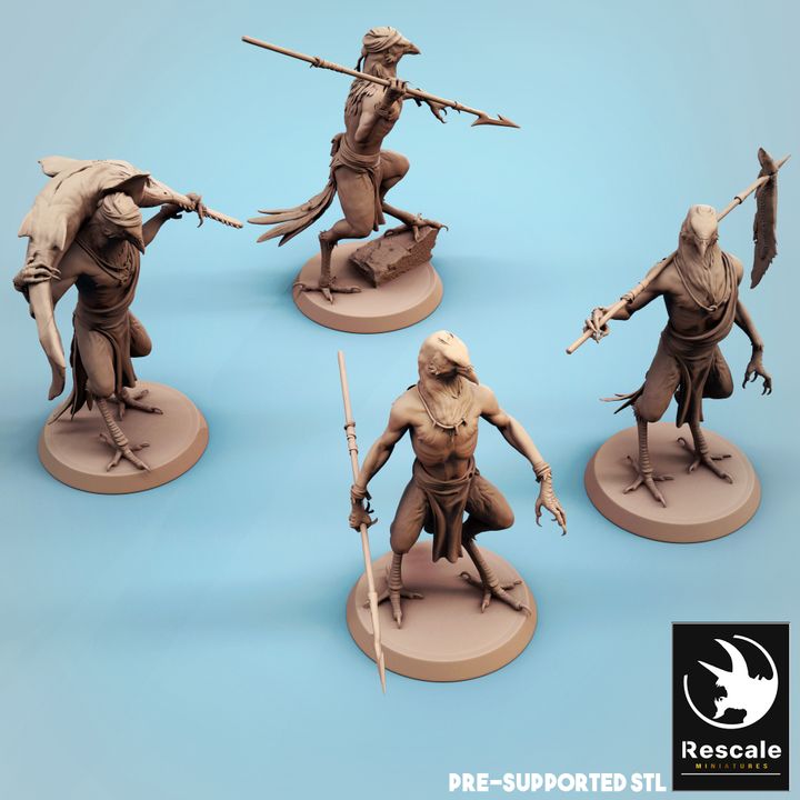 Kenku Fisherman Spear Humanoids | Medium | Rescale Miniatures | D&D DnD Pathfinder Miniature