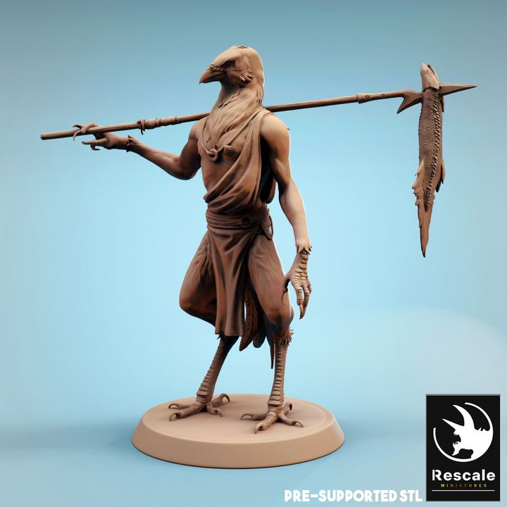 Kenku Fisherman Spear Humanoids | Medium | Rescale Miniatures | D&D DnD Pathfinder Miniature