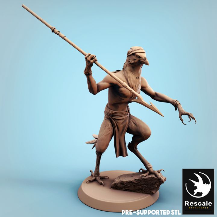 Kenku Fisherman Spear Humanoids | Medium | Rescale Miniatures | D&D DnD Pathfinder Miniature
