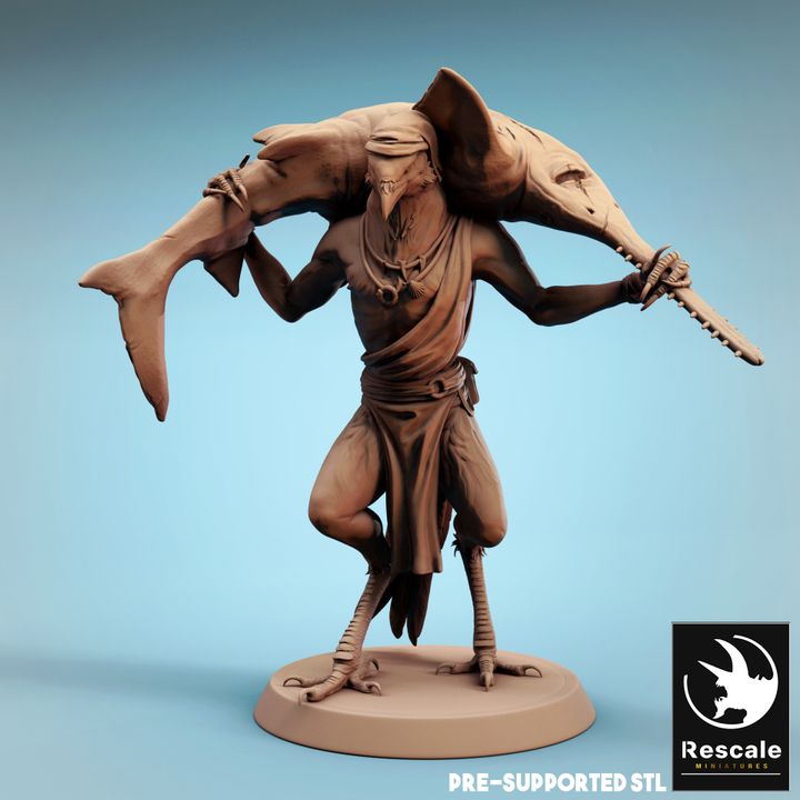 Kenku Fisherman Spear Humanoids | Medium | Rescale Miniatures | D&D DnD Pathfinder Miniature