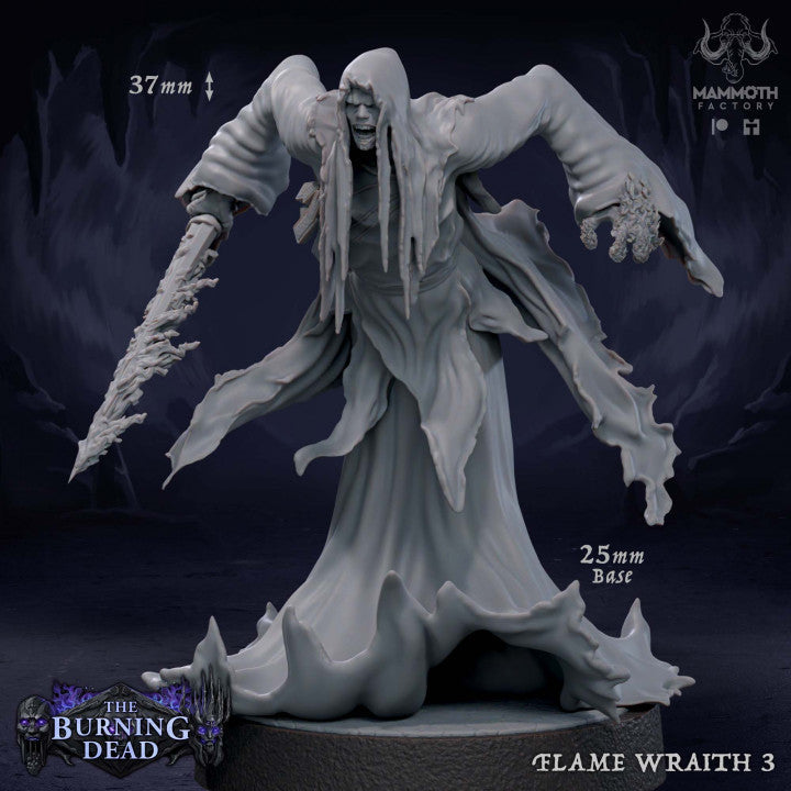Flame Wraith Undead Elementals | Medium | Mammoth Factory | D&D DnD Pathfinder Miniature