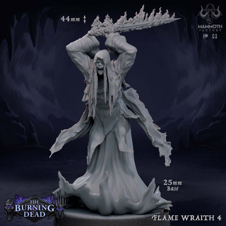 Flame Wraith Undead Elementals | Medium | Mammoth Factory | D&D DnD Pathfinder Miniature