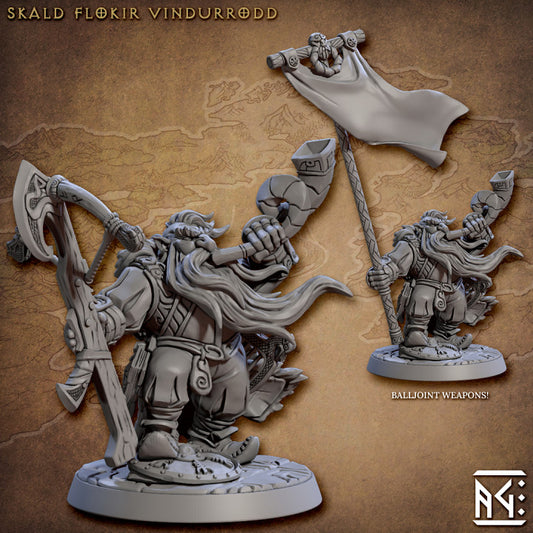 Skald Flokir Vindurrodd - Bard (25mm Base)