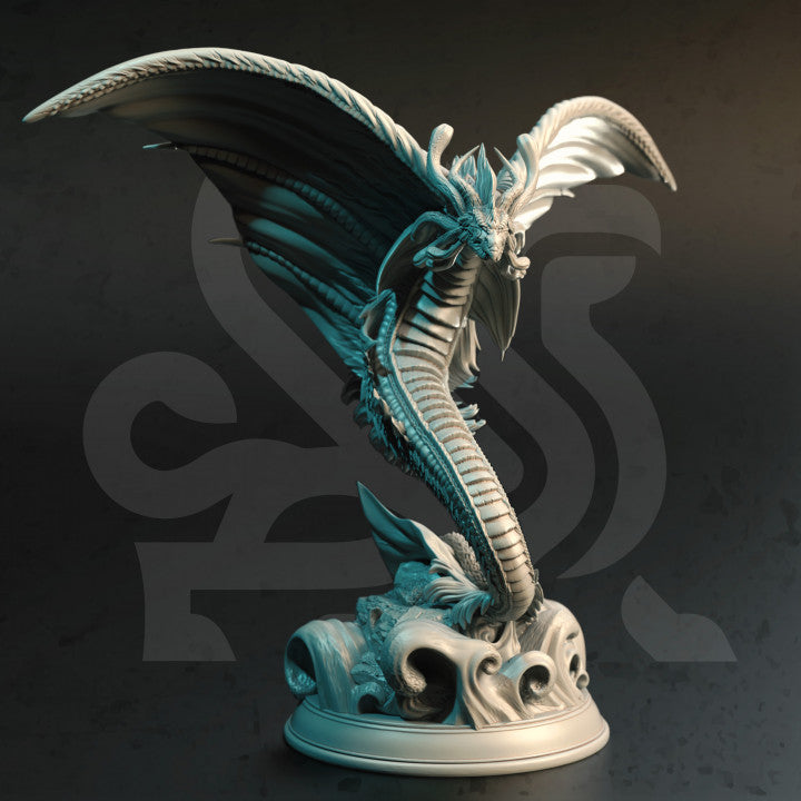 Juvenile Mana Wyrm Dragon Miniature | Large | DM Stash | D&D DnD Pathfinder Miniature