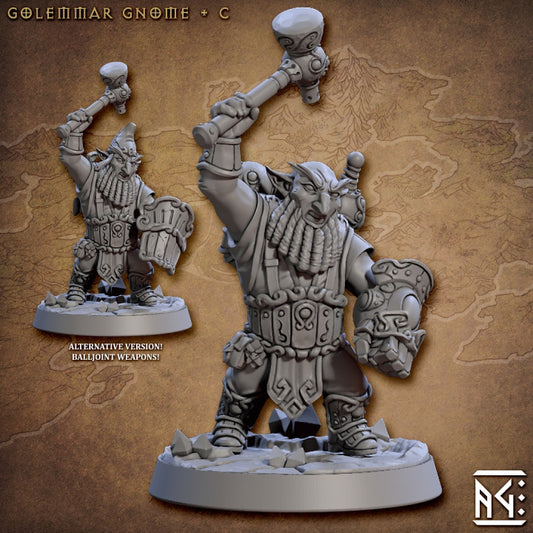 Golemmar Gnome - Shield (25mm Base)