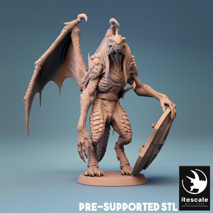 Green Abishai Fiend Monster Miniature | Medium | Rescale Miniatures | D&D DnD Pathfinder Miniature