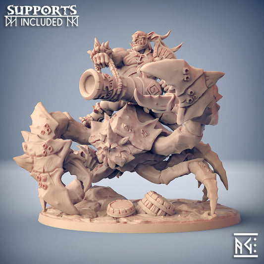 Gronk on Marshclaw - Mounted Cannon (100mm Base)