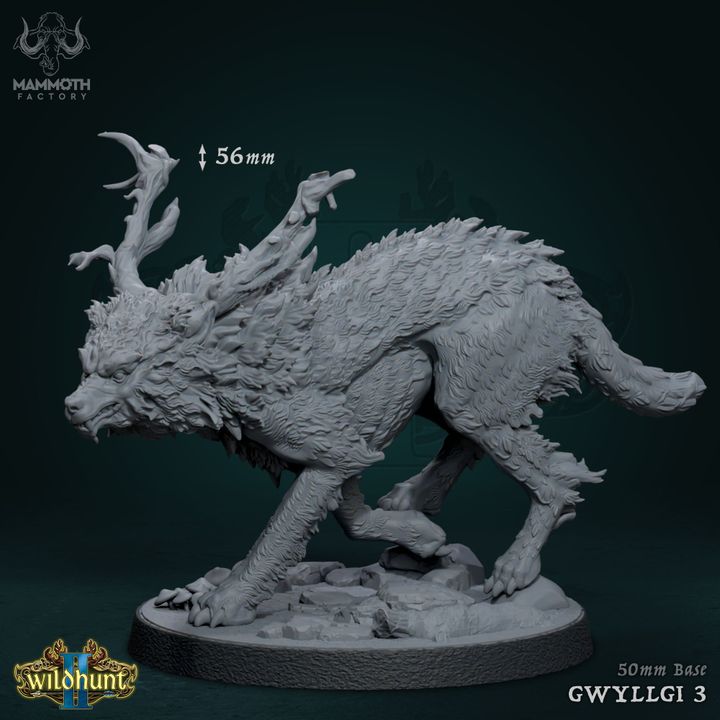 Gwyllgi Wolf Monstrosities Beasts | Large | Mammoth Factory | D&D DnD Pathfinder Miniature