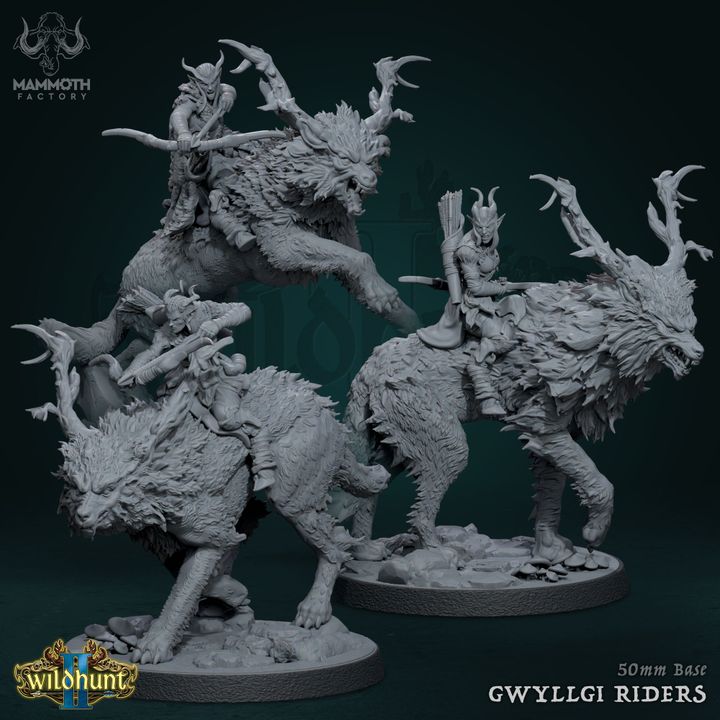 Elf Gwyllgi Rider Wolves Collection | Large | Mammoth Factory | D&D DnD Pathfinder Miniature
