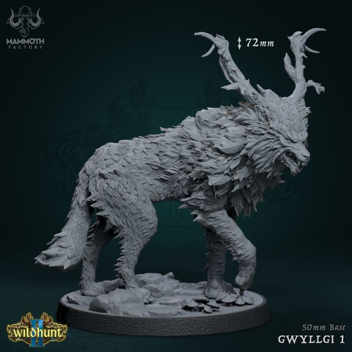 Gwyllgi Wolf Monstrosities Beasts | Large | Mammoth Factory | D&D DnD Pathfinder Miniature