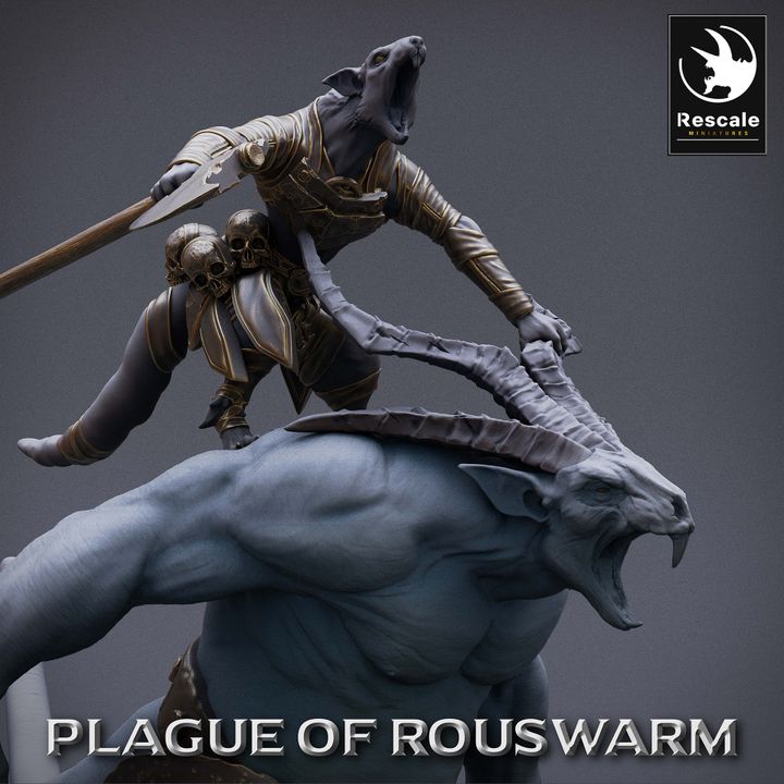 Ratlord Warrior Beast Rider Monstrosities | Large | Rescale Miniatures | D&D DnD Pathfinder Miniature