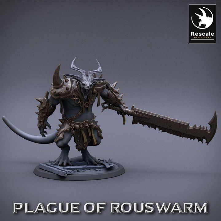 Ratfolk Heavy Warrior Sword Guard | Large | Rescale Miniatures | D&D DnD Pathfinder Miniature
