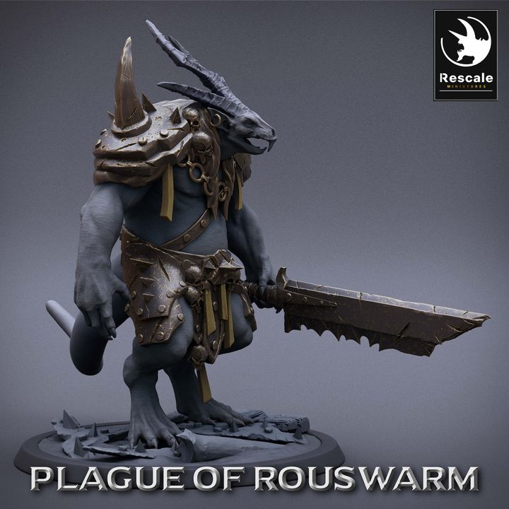 Wererat Skaven Warlord Miniature | Large | Rescale Miniatures | D&D DnD Pathfinder Miniature