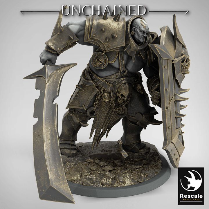 Heavy Armored Warrior Fighter Axe | Large | Rescale Miniatures | D&D DnD Pathfinder Miniature