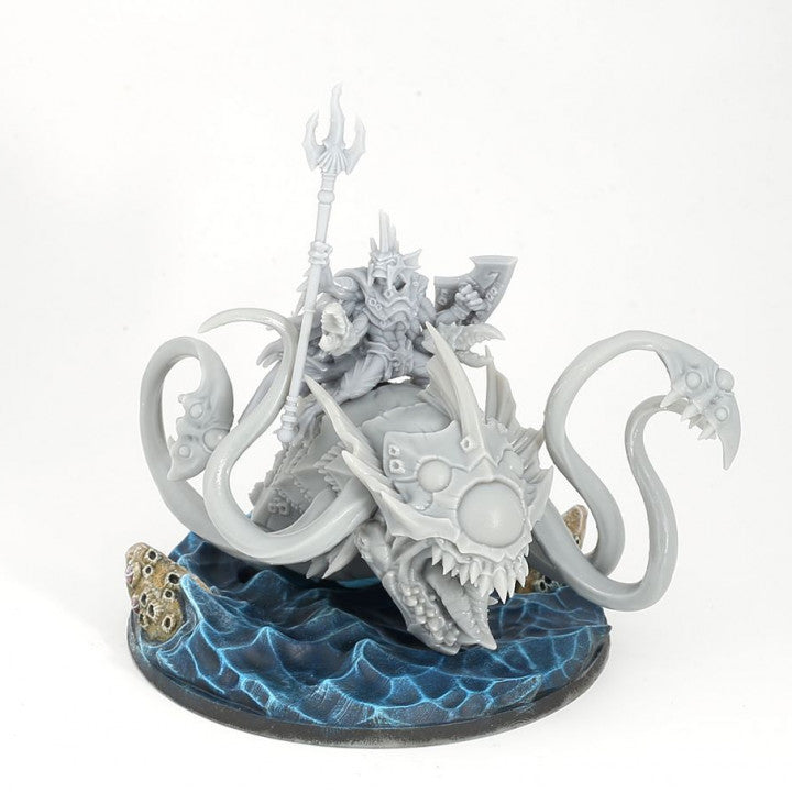 Death-Tide Jurakin King on Tide-Tyrant Miniature | Dungeons and Dragons Aquatic Monster | DnD Pathfinder Tabletop Mini