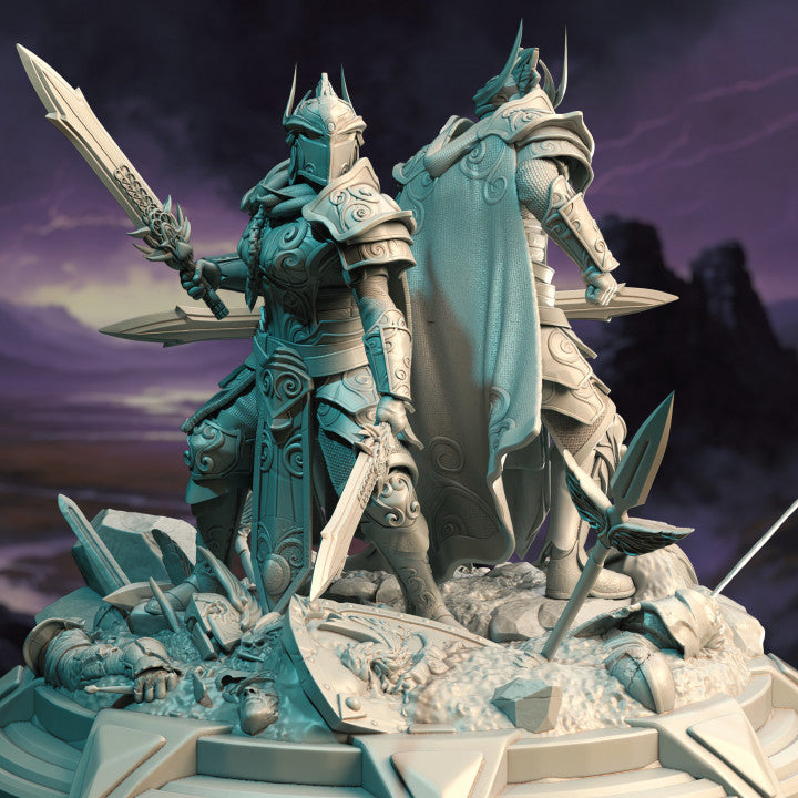 High Elf Warrior Dual Sword Fighter | Medium | DM Stash | D&D DnD Pathfinder Miniature