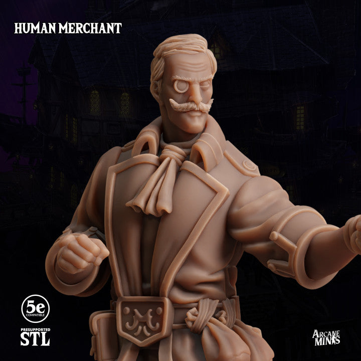 Human Negotiator Merchant Miniature | Medium | Sordane Publishing | D&D DnD Pathfinder Miniature