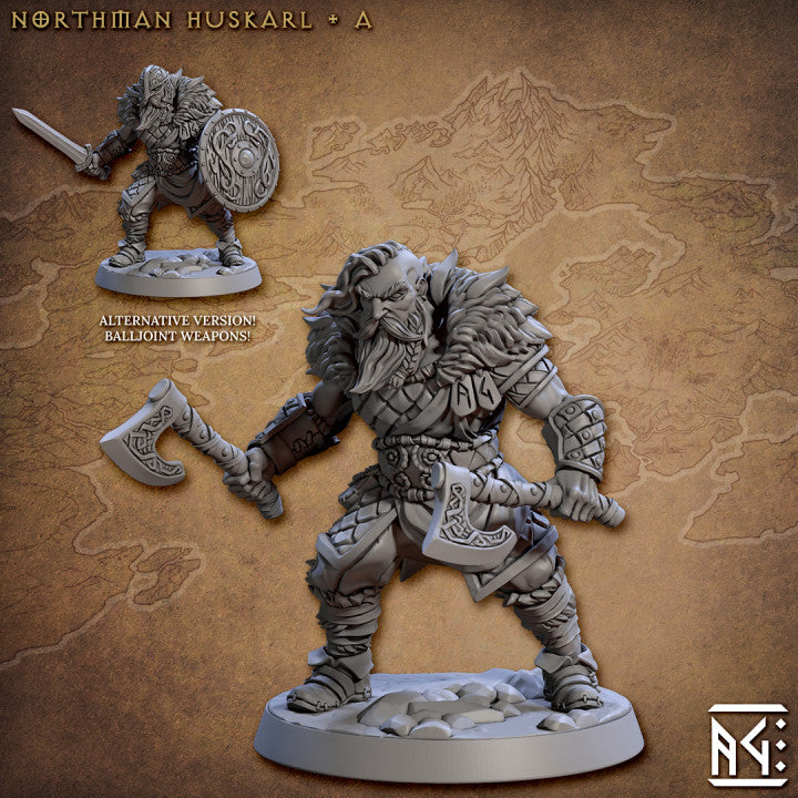 Northmen Fighter Guard Huskarls | Medium | Artisan Guild | D&D DnD Pathfinder Miniature