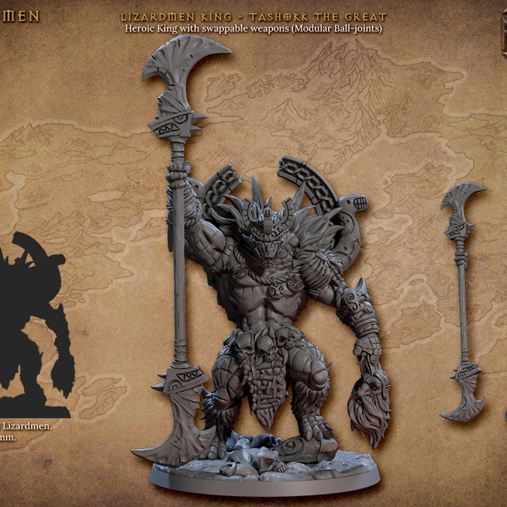 Lizardfolk Warrior King Miniature | Large | Artisan Guild | D&D DnD Pathfinder Miniature