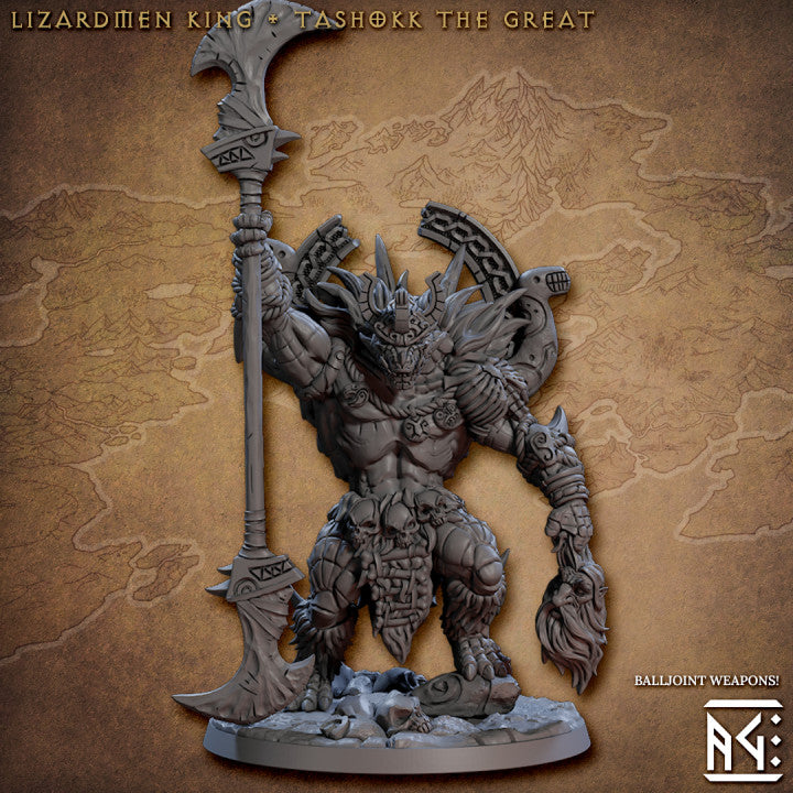Lizardfolk Warrior King Miniature | Large | Artisan Guild | D&D DnD Pathfinder Miniature